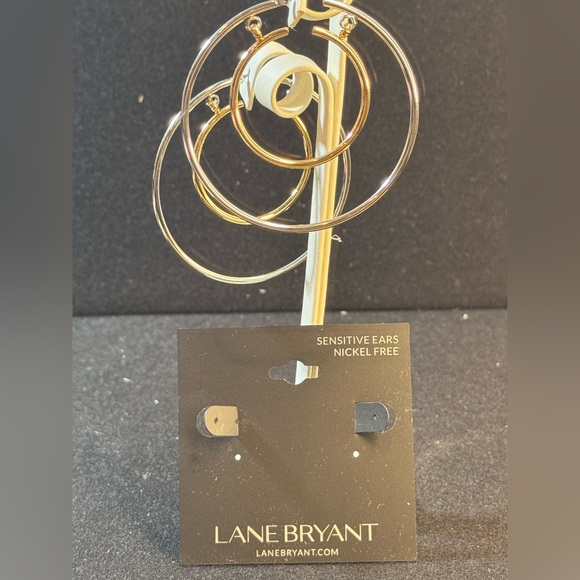 Lane Bryant Silver and Gold Double Hoop Earrings 2.25 inch - Picture 7 of 9